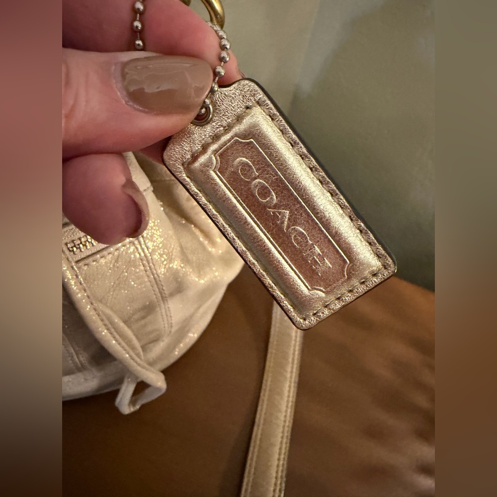 Coach Metallic Beige Poppy Shoulder Bag with Gold Hardware - Picture 11 of 16
